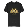 Versace Black Coupe Blason-embroidered Cotton T-shirt In Black