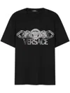 Versace Black T-shirt With Medusa Head Logo Print On The Front In Cotton Man In Black