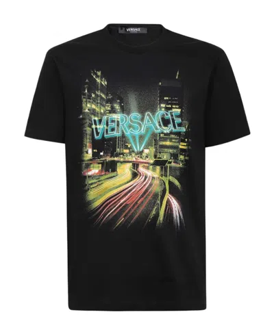 Versace Cotton Jersey Graphic T-shirt In Black | ModeSens