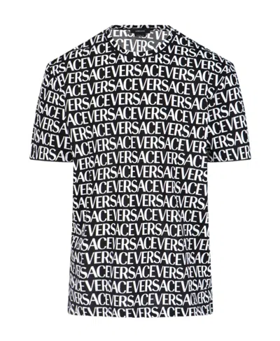 Versace Logo-print Cotton T-shirt In Black
