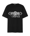 Versace Black T-shirt With Medusa Head Logo Print On The Front In Cotton Man In Black