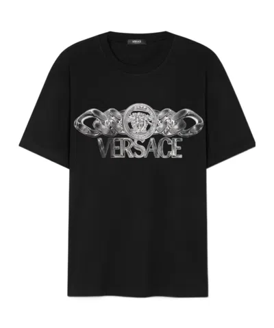 VERSACE VERSACE LOGO-PRINTED CREWNECK T-SHIRT