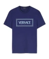 Versace Logo-print Cotton T-shirt In Blue