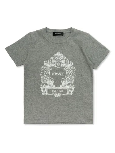 Versace Babies' Logo-print Cotton T-shirt In Grey