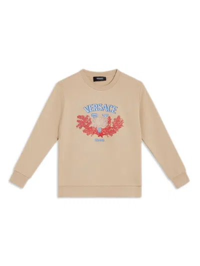 Versace Kids' Logo-print Cotton T-shirt In Neutrals