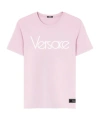 Versace Logo-embroidered Short-sleeved T-shirt In Pink