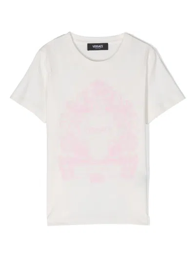 Versace Kids' Logo-print Cotton T-shirt In White