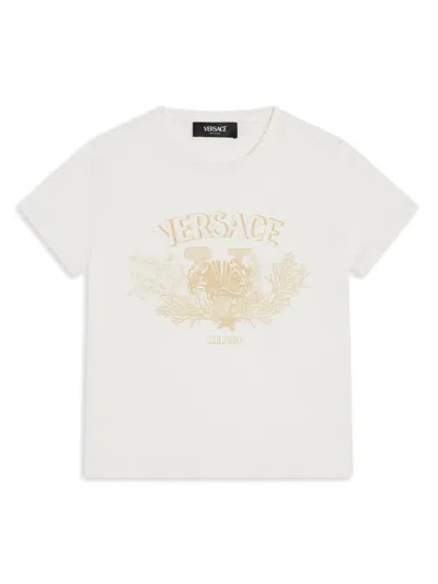 Versace Kids' Logo-print Cotton T-shirt In White
