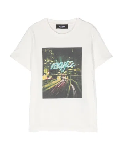 Versace Logo-print Cotton T-shirt In White