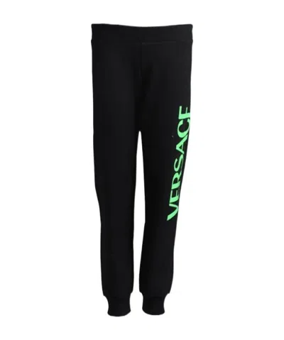 Versace Logo-print Cotton Track Trousers In Black
