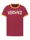 Versace Logo-print Crew-neck T-shirt In Burgundy