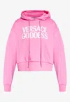 Versace Logo Print Cropped Hoodie In Pink