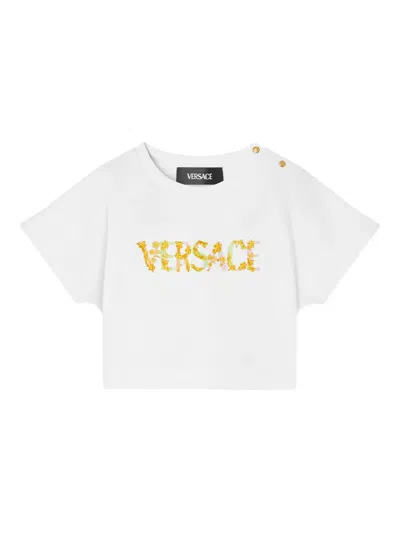 Versace Babies' Logo-print Cropped T-shirt