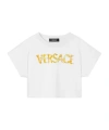 Versace Logo-print Cropped T-shirt In White