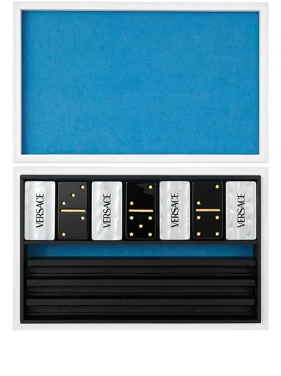 Versace Logo-print Domino Game In 银色