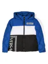 Versace Logo-print Down-lined Jacket In Blue