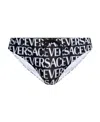 Versace Logo-print Drawstring Swimming Trunks In Black