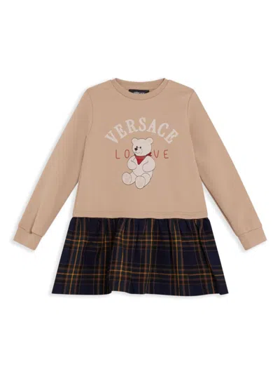 Versace Kids' Logo-print Dress In Neutrals
