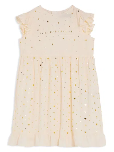 Versace Kids' Logo-print Dress In Neutrals