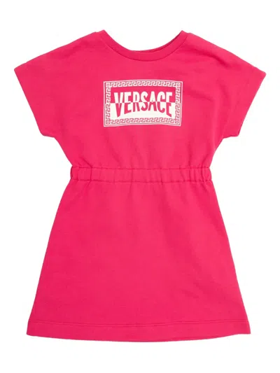 Versace Kids' Logo-print Dress In Pink