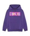 Versace Logo-print Drop-shoulder Hoodie In Blue