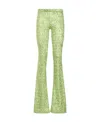 Versace Logo-print Flared Trousers In Green