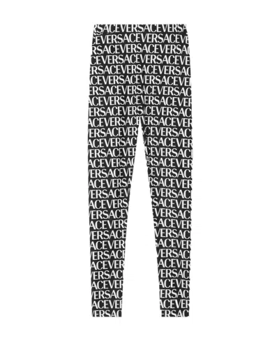Versace Logo-print High-waist Leggings In Multi