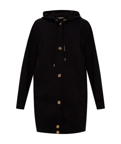 Versace Logo-print Hoodie Coat In Black