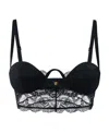 Versace Logo-print Lace Balconette Bra In Black