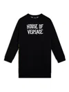 Versace Logo-print Long Sleeve Dress In Black