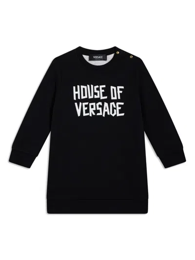 Versace Babies' Logo-print Long Sleeve Dress In Black