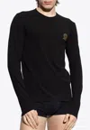 Versace Logo-print Long-sleeved Undershirt In Black