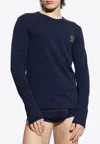 Versace Logo-print Long-sleeved Undershirt In Navy