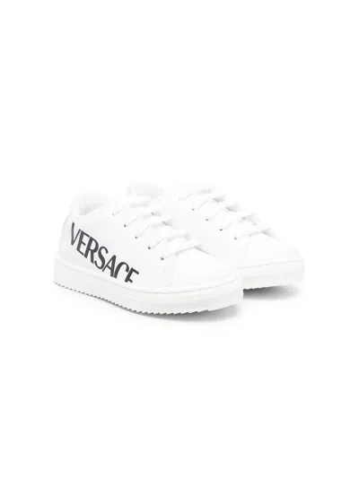 Versace Logo-print Low-top Sneakers In White