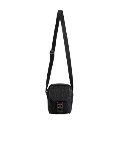 Versace Logo-print Messenger Bag In Black