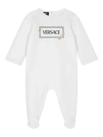 Versace Babies' Logo-print Pajamas In White