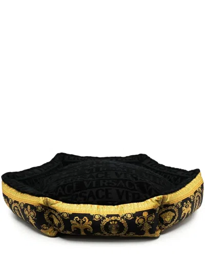 Versace Logo Print Pet Bed In Black