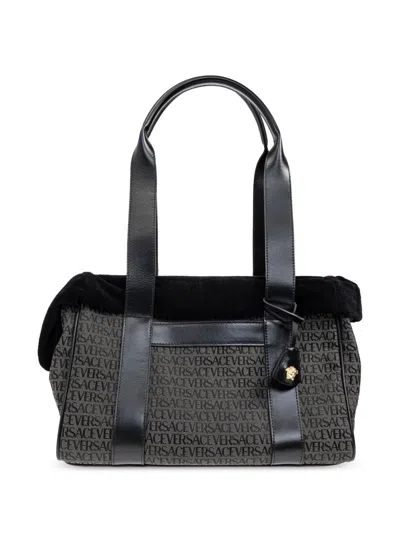 Versace Logo-print Pet Carrier In Black
