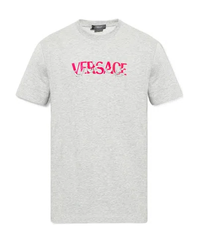 Versace Logo-print Round-neck T-shirt In White