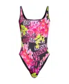 Versace Logo-print Scoop Swimsuit In Pink