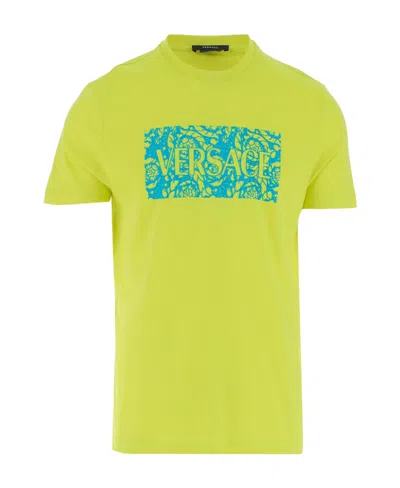 Versace Logo-print Short-sleeved T-shirt In Yellow