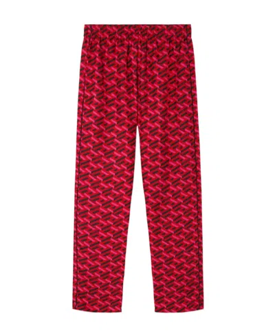 Versace Logo-print Silk Pyjama Bottoms In Red