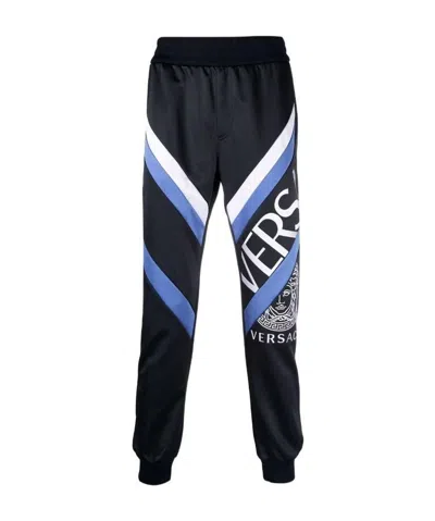 Versace Logo-print Sports Trousers In Black
