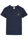 Versace Logo-print Stretch-cotton T-shirt In Blue