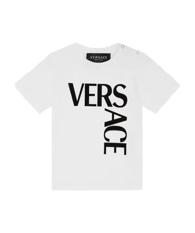 Versace Logo-print Stretch-cotton T-shirt In White