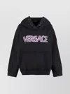 Versace Stud-embellished Logo Cotton Hoodie In Black