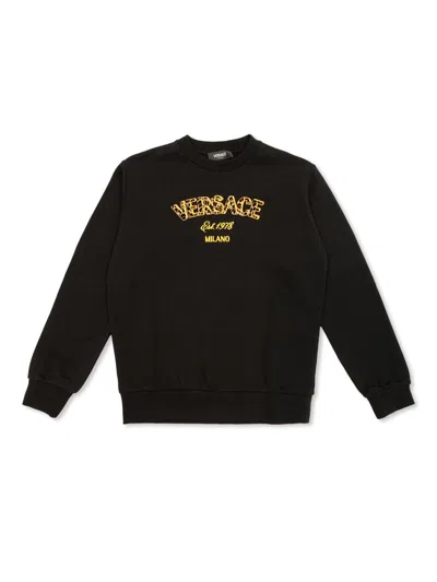 Versace Kids' Logo-print Sweatshirt In Black