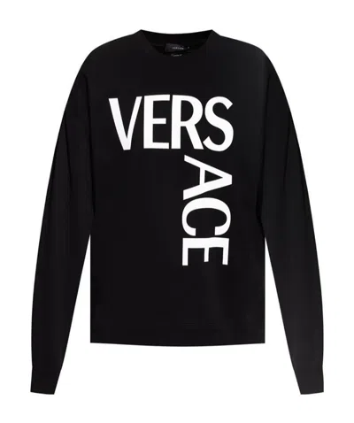 Versace Logo-print Sweatshirt In Black
