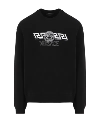 Versace Logo-print Sweatshirt In Black