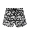 Versace Monogram Printed Nylon Swim Shorts In Black